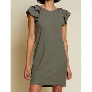 Nation LTD‎ Freddie Dress Thicket Grey Green Size Medium Ruffle Sleeve